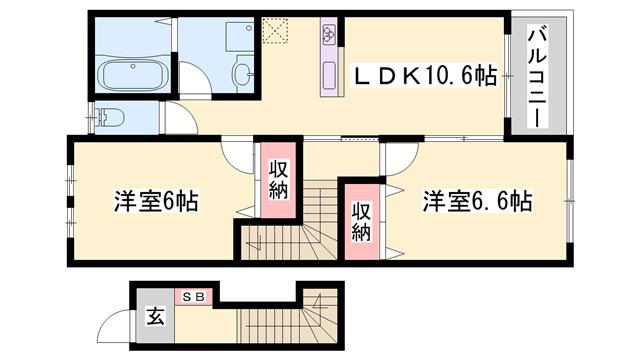 ファインシア(2LDK/2階)の間取り写真