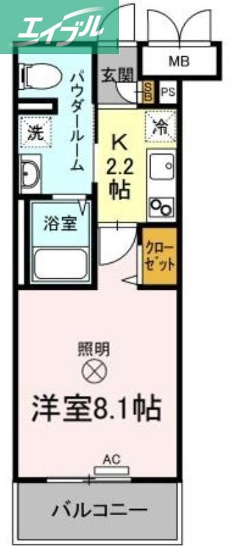 フォレスタ岡山医大南(1K/3階)の間取り写真
