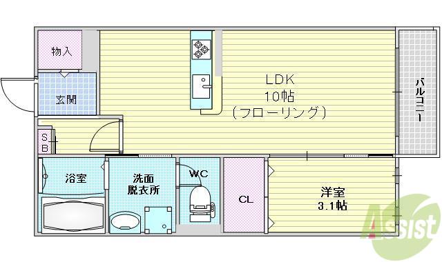 マルベリーハウス(1LDK/2階)の間取り写真