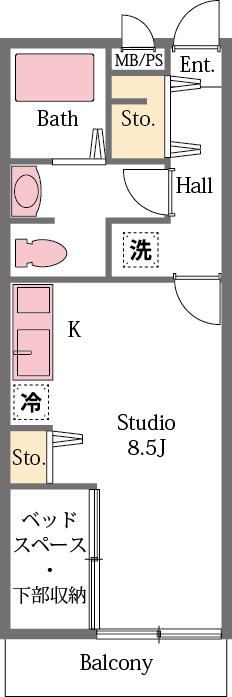 アプレシアール砂田(ワンルーム/2階)の間取り写真