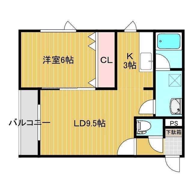 ラピュタ・ナイン(1LDK/2階)の間取り写真
