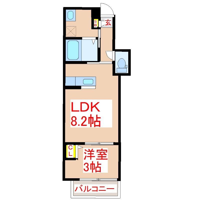 ドレッセ草牟田(1LDK/1階)の間取り写真