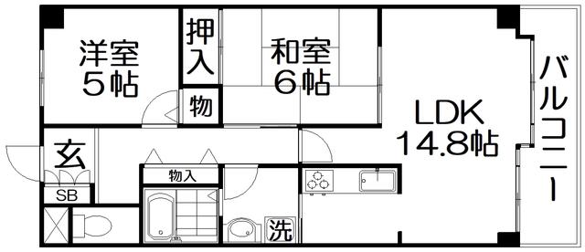 プリムローズ星田(2LDK/3階)の間取り写真