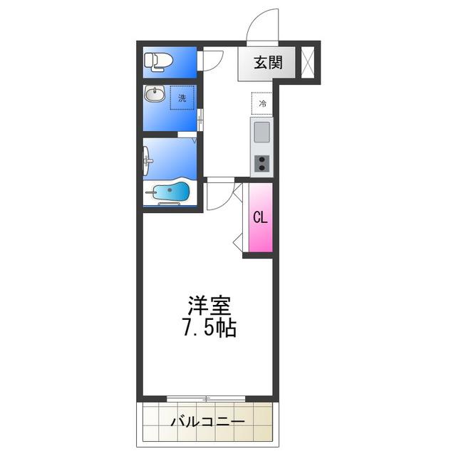 フジパレス鳳中町ノース(1K/3階)の間取り写真