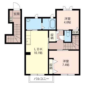 ディアス国分寺台中央(2LDK/2階)の間取り写真