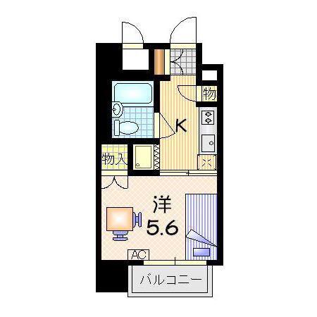 ライオンズマンション盛岡中央通(1K/5階)の間取り写真