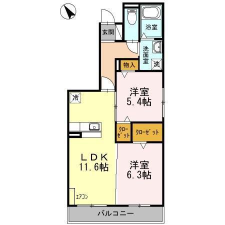 プランドール(2LDK/1階)の間取り写真
