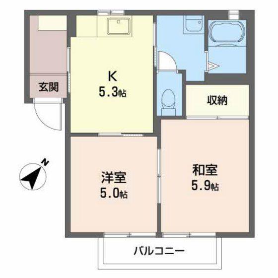 レーヴィンス落合(2DK/2階)の間取り写真