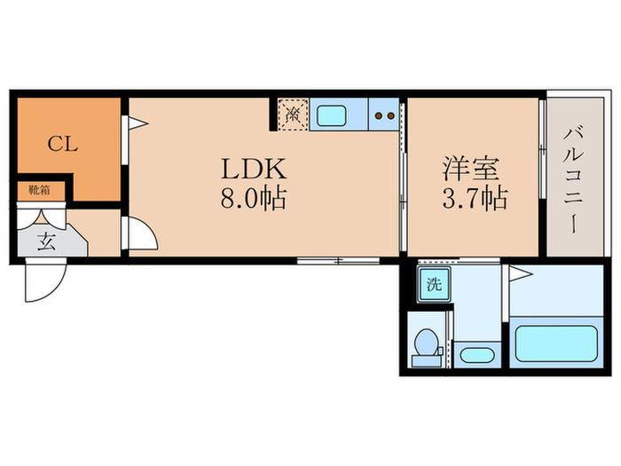 エクセルシア6番館(1LDK/2階)の間取り写真