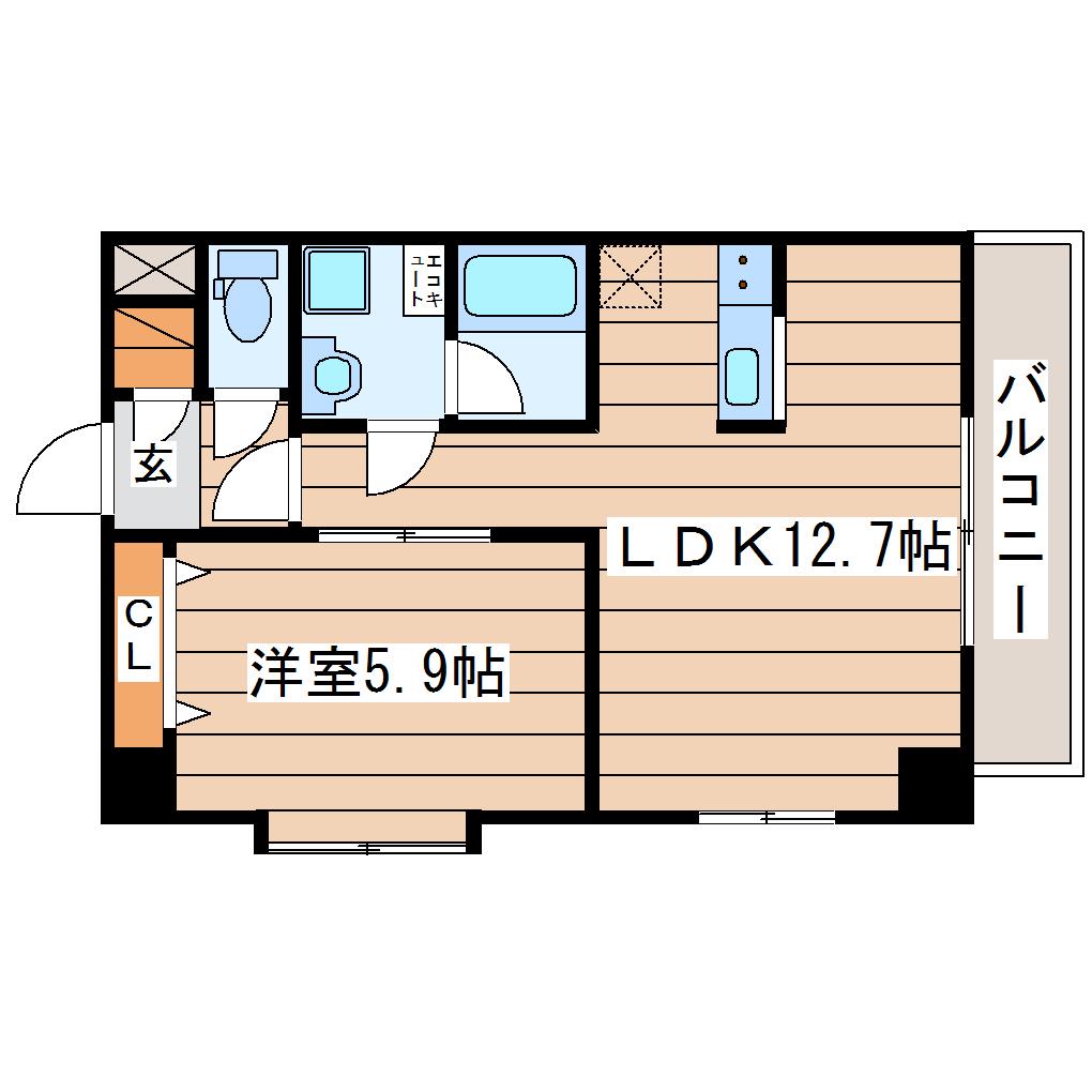 ティンクホームII(1LDK/3階)の間取り写真