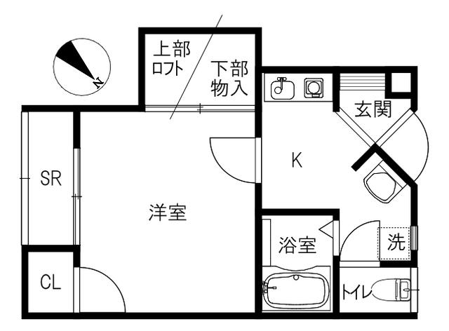 DORMITORY BELLII(1K/1階)の間取り写真