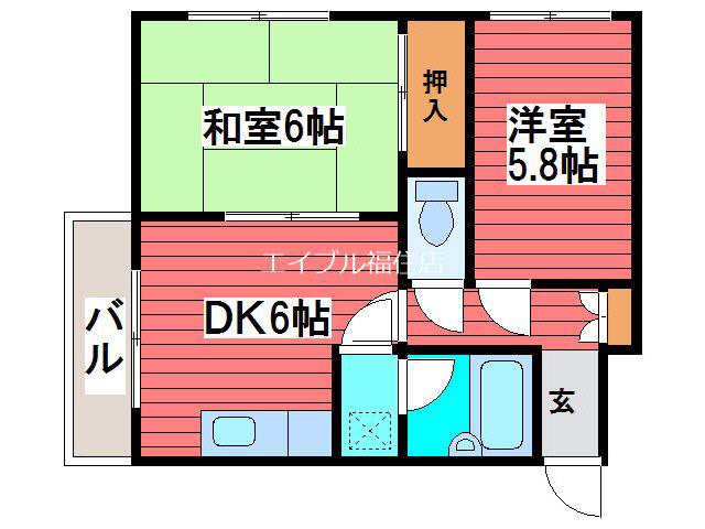 メゾン22(2DK/4階)の間取り写真
