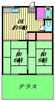 永瀬ハイツ(2DK/1階)の間取り写真