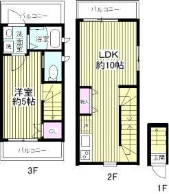 チェスナッツ蒲田(1LDK/3階)の間取り写真