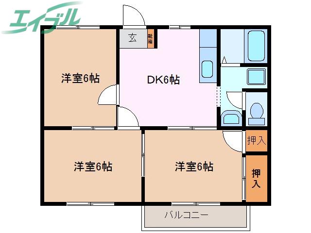 シティハイツときわ台(3DK/2階)の間取り写真