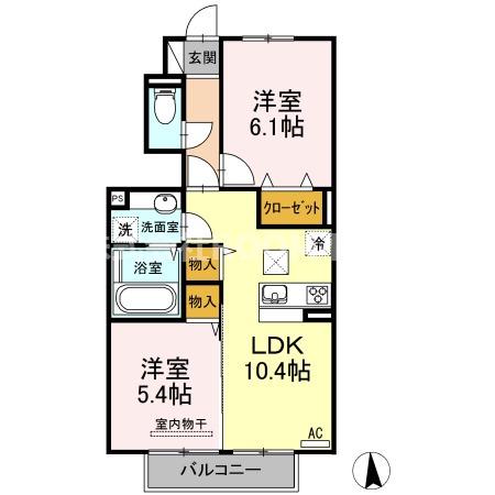 花笑み荘(2LDK/1階)の間取り写真