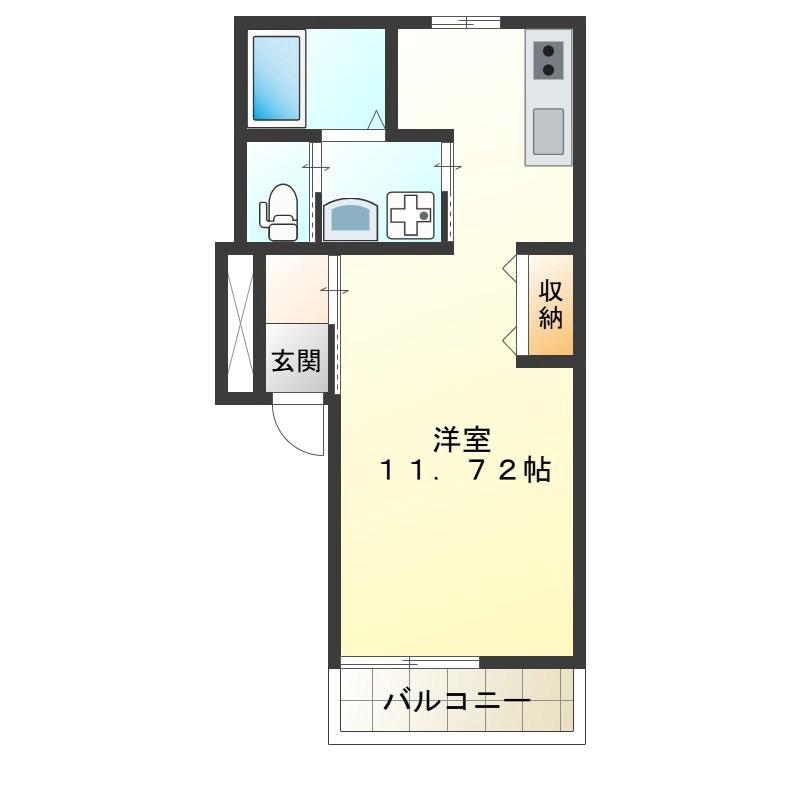 FLAT城山(ワンルーム/1階)の間取り写真