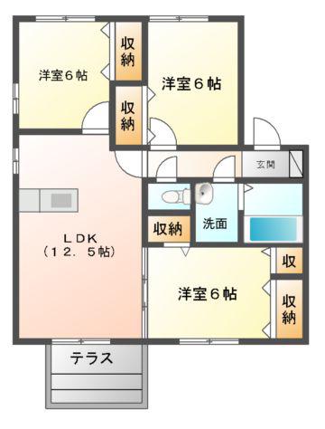 シャルムガーデン AB(3LDK/1階)の間取り写真