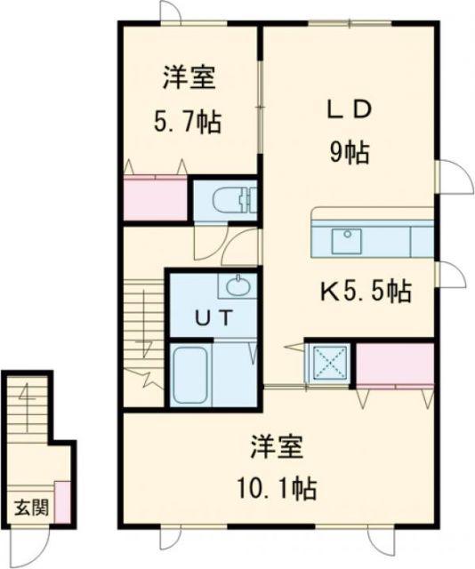 CASA・K(2LDK/2階)の間取り写真