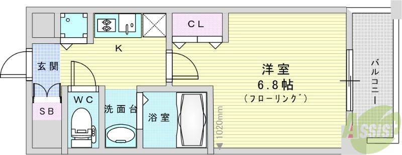 SDグランツ新大阪(1K/5階)の間取り写真