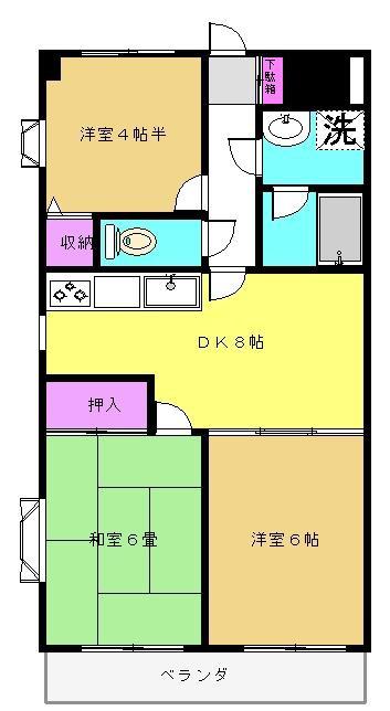 ガーデンプレイス(3DK/1階)の間取り写真