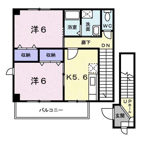 ジエール(2K/2階)の間取り写真
