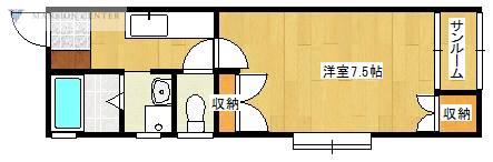 キャッスルモリタC(1K/2階)の間取り写真