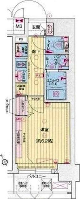 プレサンス横浜鶴見市場シュネル(1K/10階)の間取り写真
