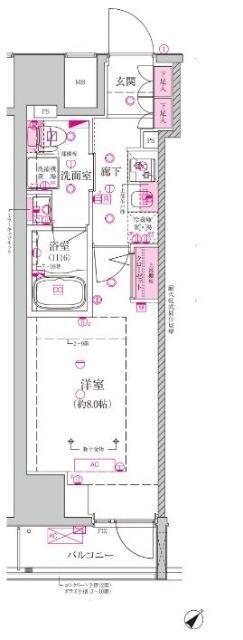 ベルシード西巣鴨(1K/6階)の間取り写真