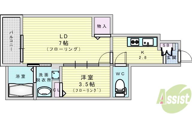 BLANCOSTA SQUARE(1LDK/1階)の間取り写真