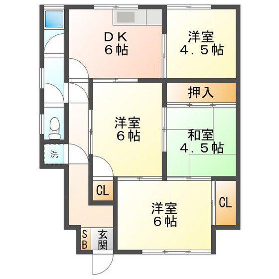 杉山ハイツ(4DK/1階)の間取り写真