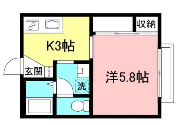 シャーメゾン下高井戸(1K/2階)の間取り写真