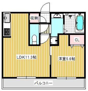 パークヴィラ合志I(1LDK/1階)の間取り写真