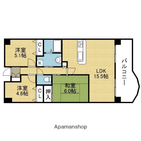 コンフォールアビタシオン(3LDK/5階)の間取り写真