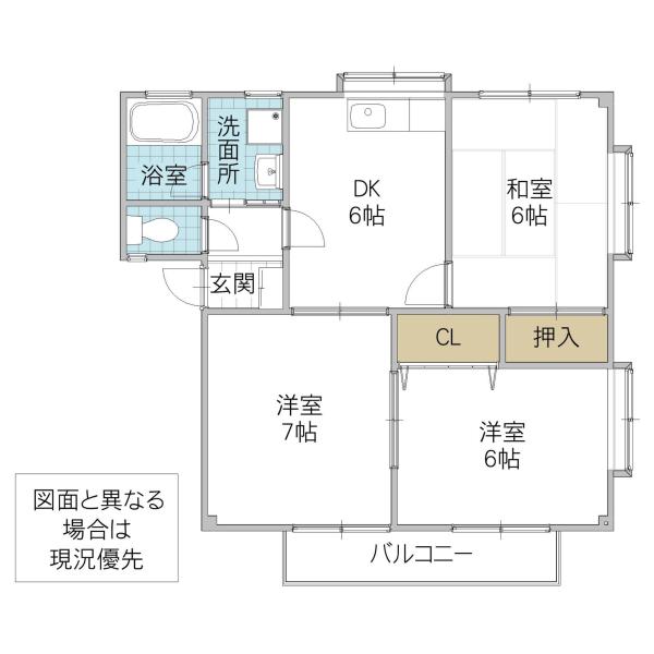 IKハイツ(3DK/1階)の間取り写真