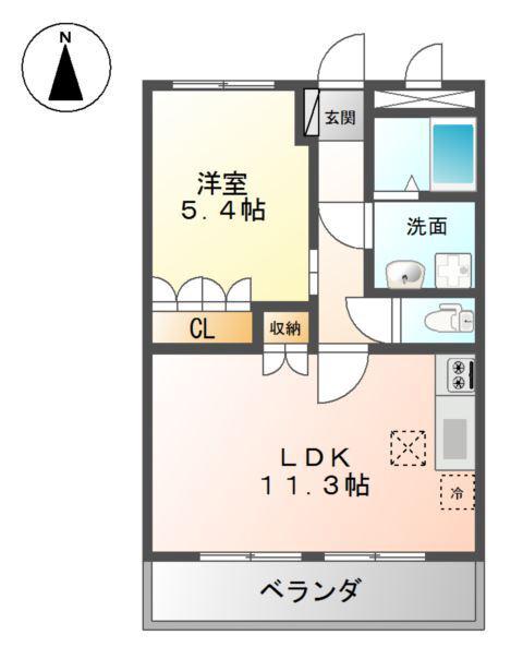 ネオ・クレストI(1LDK/1階)の間取り写真
