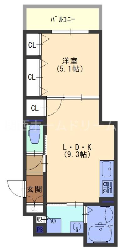 ラモーナ藤田町(1LDK/3階)の間取り写真