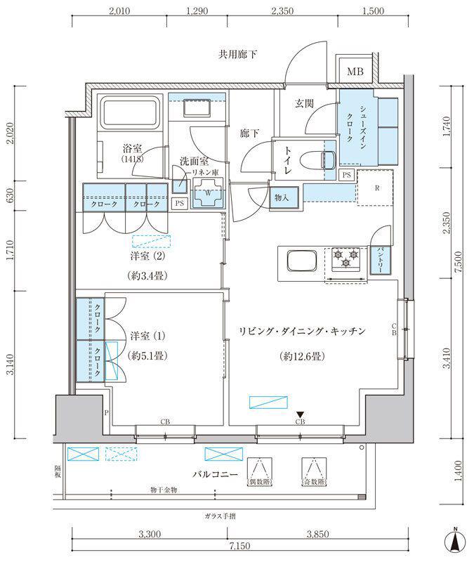 パークアクシス池袋イースト(2LDK/3階)の間取り写真