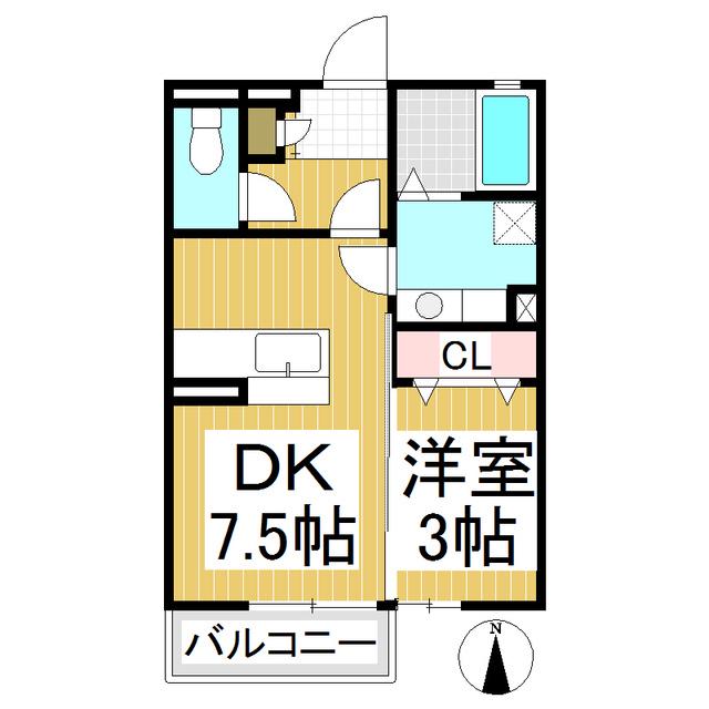 グランモアK(1DK/1階)の間取り写真