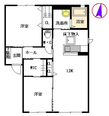 メゾンソレイユ II番館(2LDK/1階)の間取り写真