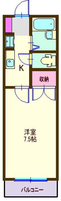 メゾン新百反(1K/1階)の間取り写真