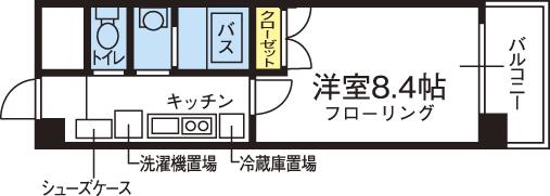エルローエン天美(1K/4階)の間取り写真