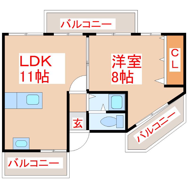 光耀ビル(1LDK/5階)の間取り写真