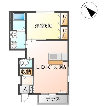 アイリスコート武雄I(1LDK/1階)の間取り写真