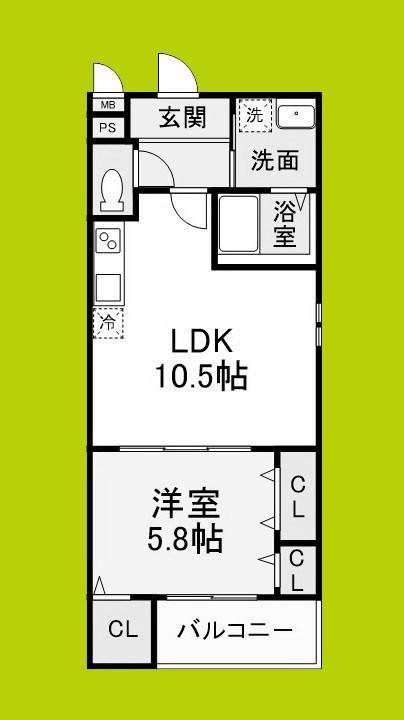 プライムメゾン・ルナ(1LDK/2階)の間取り写真