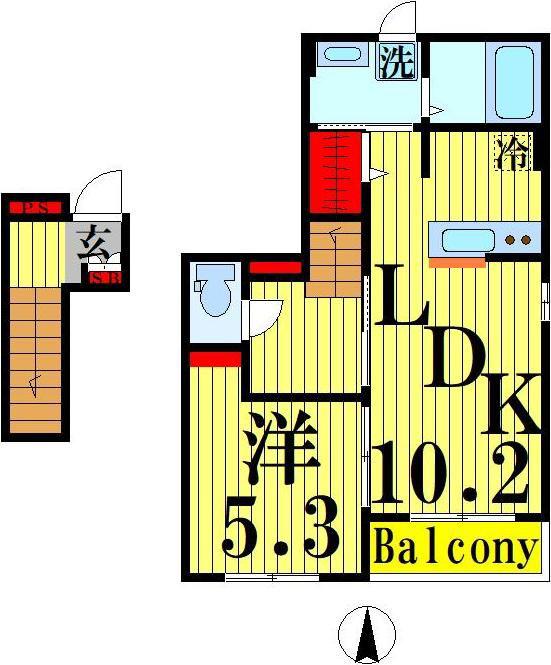 イー・ケー ヴィラ(1LDK/2階)の間取り写真