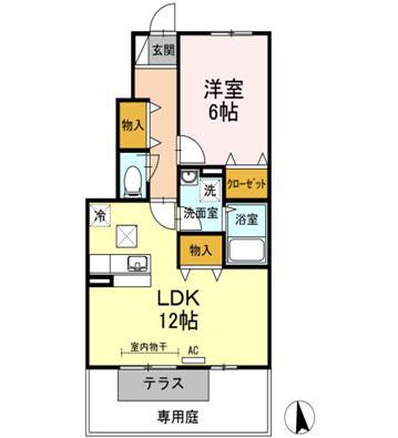 ルミナス(1LDK/1階)の間取り写真