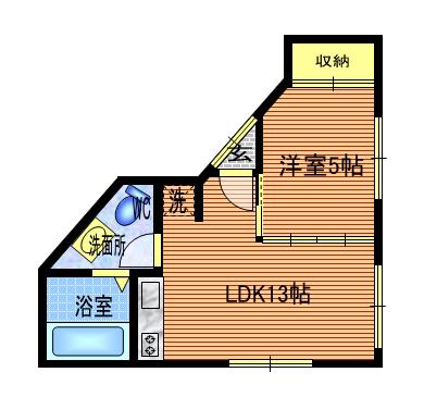 三鷹さくら通044ビル(1LDK/2階)の間取り写真