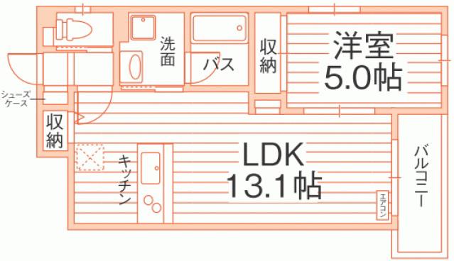 シリウス・T(1LDK/2階)の間取り写真