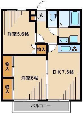 フィーネプラッツ(2DK/1階)の間取り写真